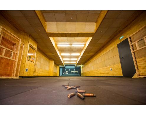 Ceiling and wall acoustic treatment in the shooting club